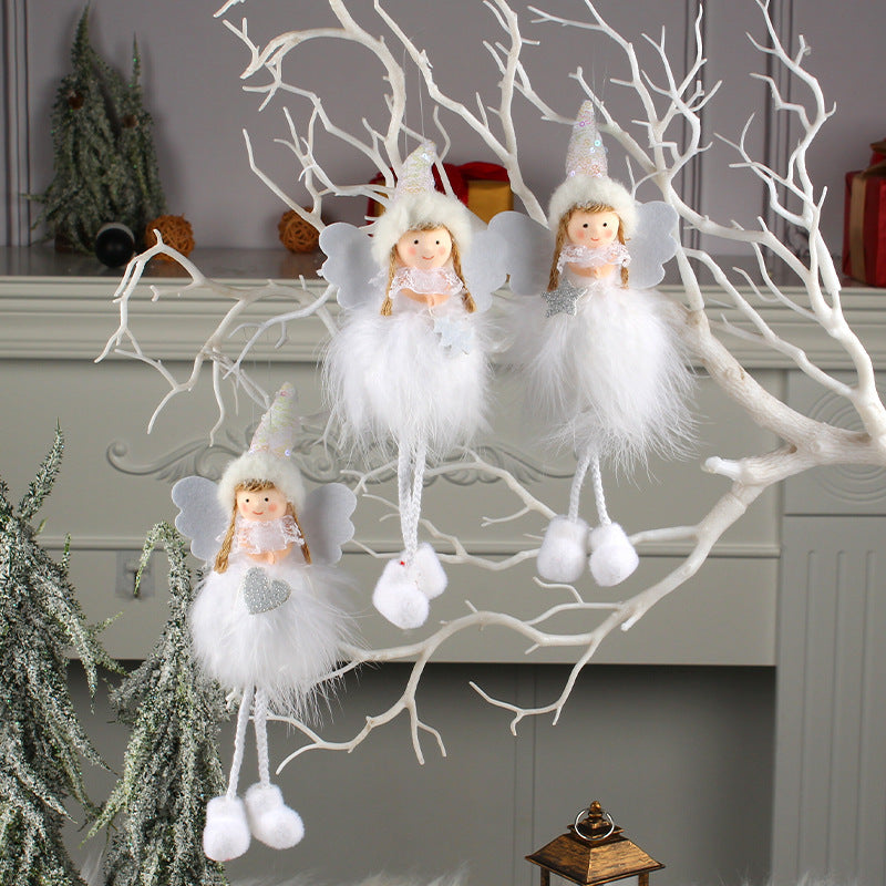 Plush Angel Girl Doll Hanging Christmas Tree Decoration Long Leg Doll Small Pendant