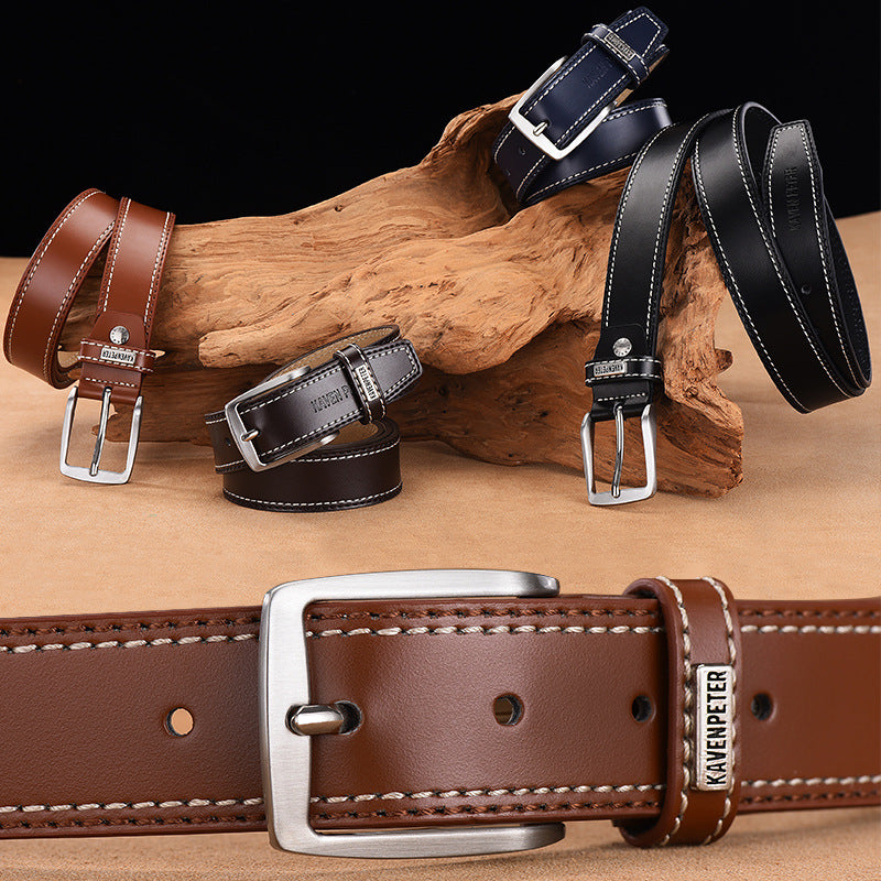 Men's Simple And Versatile Leather Cowhide Belt