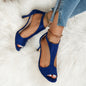 Women's Zipper Bag Heel Peep Toe Shoes After Summer