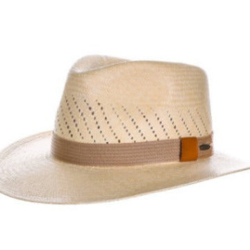 Striped Bow Flat-brimmed Jazz Straw Top Hat