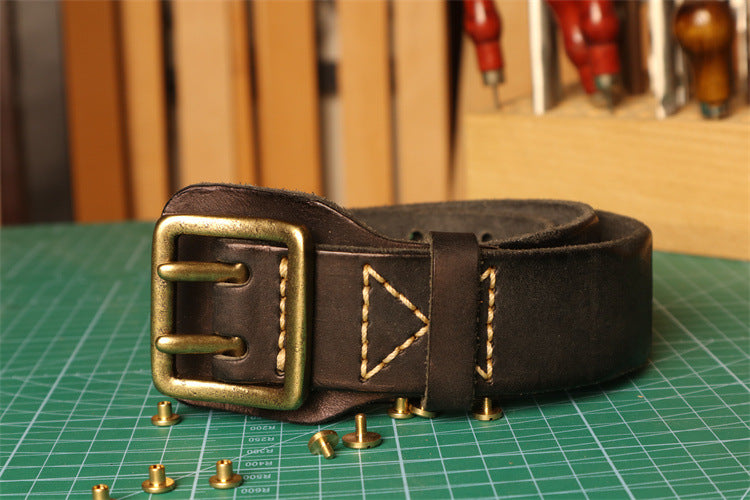 Cowhide Handmade Stitching Anti-allergy Men's Leather Belt