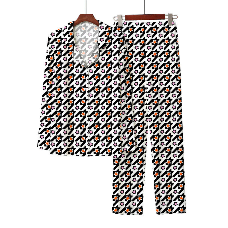 European And American Style 3D Digital Printed Button-up Shirt Comfortable Pajama Pants