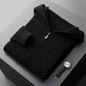 Men's Cashmere Cardigan Youth Casual Hooded Zipper Thickening Cardigan