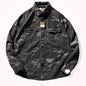 Men's Distressed Washed Camouflage Collar Casual Jacket