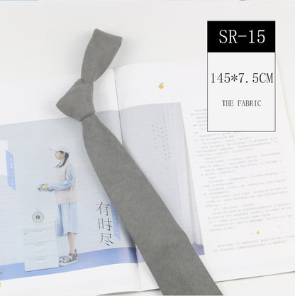 Korean Style Casual Suede Pure Color Artistic Shirt Macaron Color 7cm Hand Tie