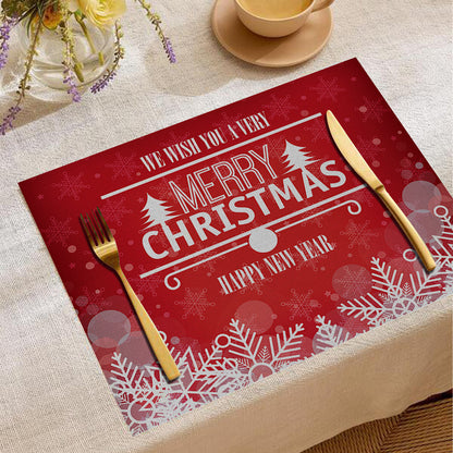 Christmas Digital Printing Placemat Linen Insulation Antifouling Decoration