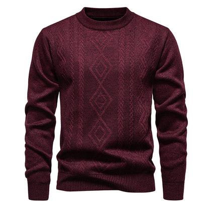 Casual Round Neck Pullover Warm Knitted Sweater For Men