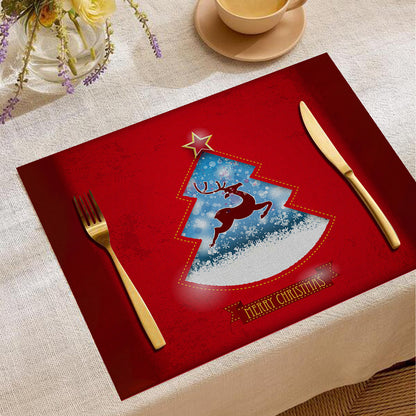 Christmas Digital Printing Placemat Linen Insulation Antifouling Decoration