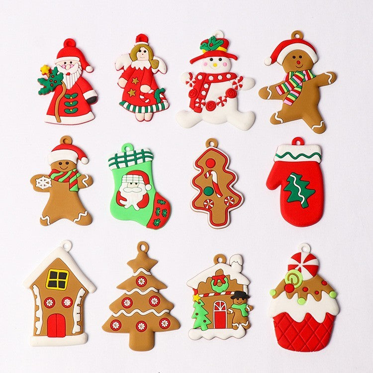 Gingerbread Man PVC Soft Glue Christmas Tree Small Pendant Decoration