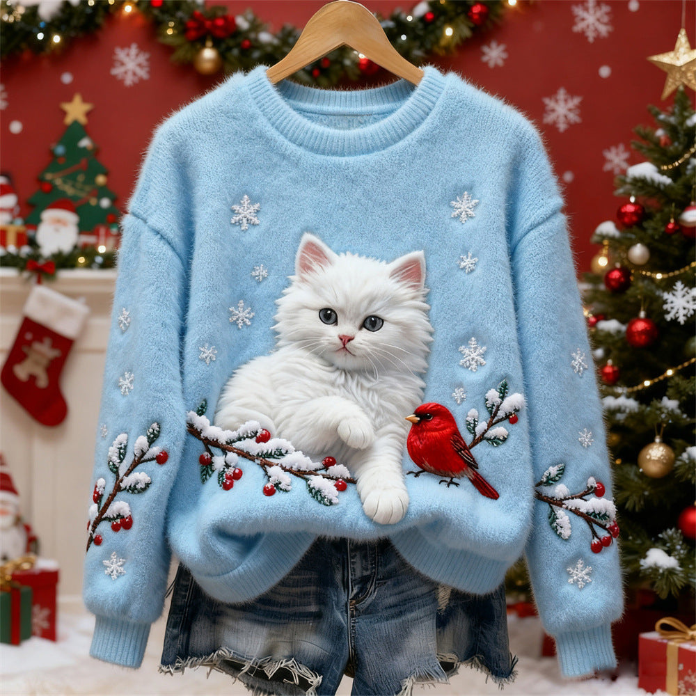 3D Digital Print Pattern Christmas Women's Flannel Sweatshirt