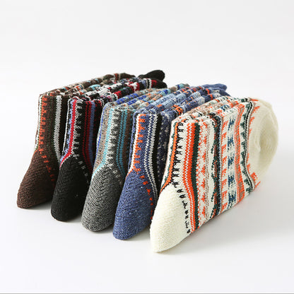 Retro Large Square Wool Socks