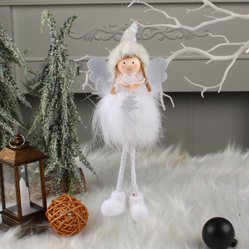 Plush Angel Girl Doll Hanging Christmas Tree Decoration Long Leg Doll Small Pendant