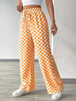 Women's Casual High-waisted Checkered Straight-leg Pants