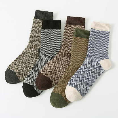 Retro Large Square Wool Socks