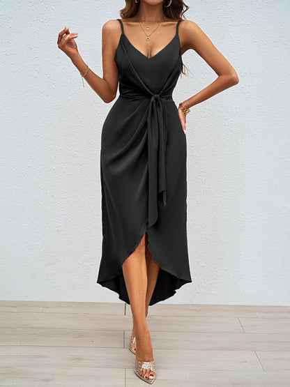 Women's Versatile Solid Color Strappy Dress