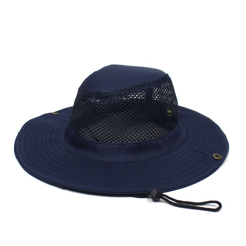 Patchwork Mesh Breathable Bucket Hat Fishing Cycling Windproof Sun Protection Foldable