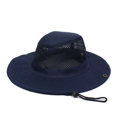 Patchwork Mesh Breathable Bucket Hat Fishing Cycling Windproof Sun Protection Foldable