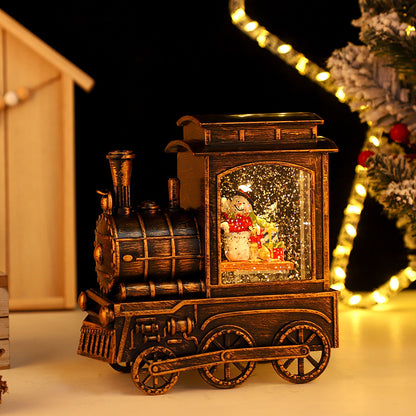 Small Train Christmas Interior Luminous Water Injection Desktop Decoration