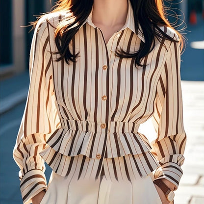 Women's Waist-cinching Stylish Blouse With French High-end Appeal