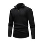 Men's Knitwear Half Zipped Stand Collar Striped Sweater