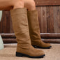 European And American Fashion Suede Sleeve High Leg Boot Low Heel Large Size Below The Knee Boots