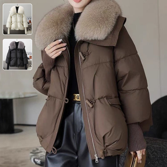 Women's Down Cotton-Padded Jacket - Fur Collar Winter Coat