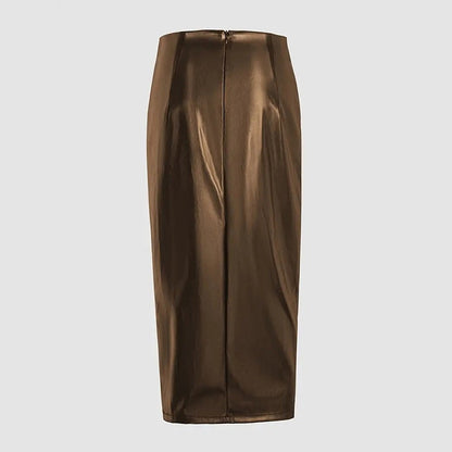 Slim-fit Stylish Unisex Sexy Slit Leather Skirt
