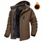 Winter Hooded Jacket Fashion Casual Warm Fleece Coat Windproof Rainproof Parka Windbreaker Men's Top