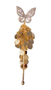 Female High-end Zircon Butterfly Disc Tassel Earrings