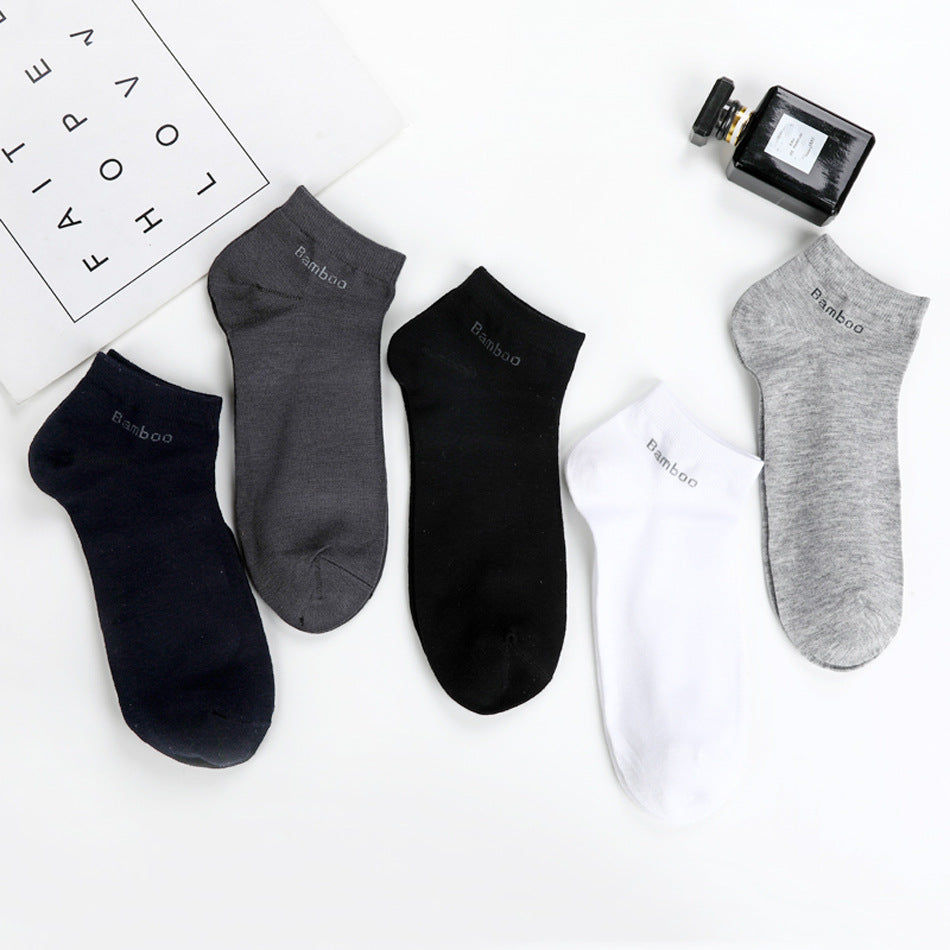 Men's Breathable Bamboo Fiber Solid Color Short Socks