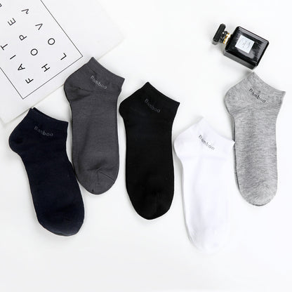Men's Breathable Bamboo Fiber Solid Color Short Socks