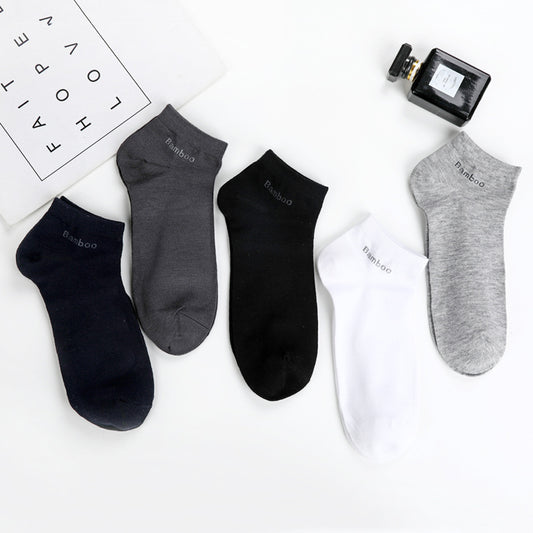 Men's Breathable Bamboo Fiber Solid Color Short Socks