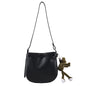 Frog Pendant Pure Color PU Simple Small Round Bag