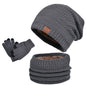 Winter Fleece-lined Warm Hat Scarf Gloves Three-piece Set