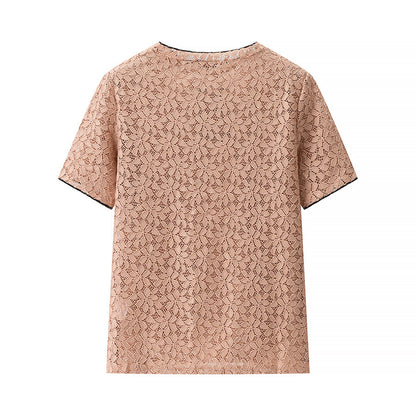 Artistic Lace Cool And Breathable Versatile Round-neck Top