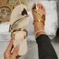 Women's Summer Love Decorative Button Flat Sandals