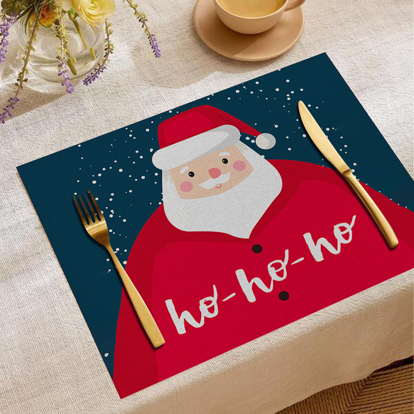 Christmas Digital Printing Placemat Linen Insulation Antifouling Decoration