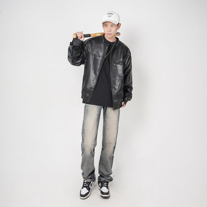 High Street Washed Yellow Mud Dyed Loose Straight Jeans