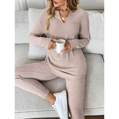 Women's Solid Color Casual Thermal Underwear Set