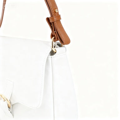Women's Plain White Crossbody Bag - Minimalist Style
