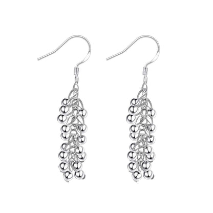 Silver Light Beads String Earrings Outside Women