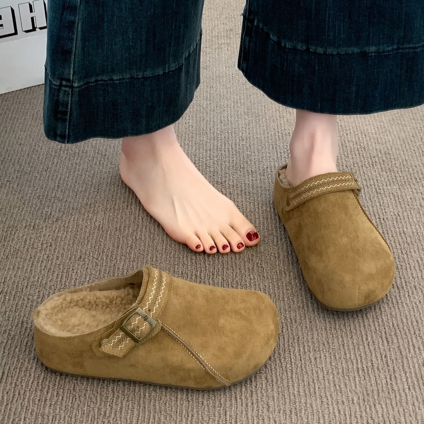 Thick Sole Half Slippers Women's Outer Wear 2025 New Autumn And Winter