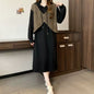 Ladies' Fashion Hooded Fake Two-piece Long Sleeve Dress