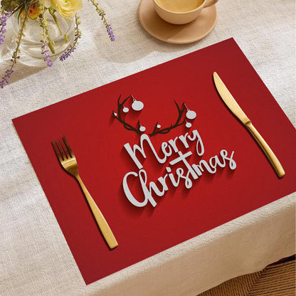 Christmas Digital Printing Placemat Linen Insulation Antifouling Decoration