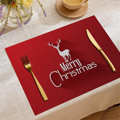 Christmas Digital Printing Placemat Linen Insulation Antifouling Decoration