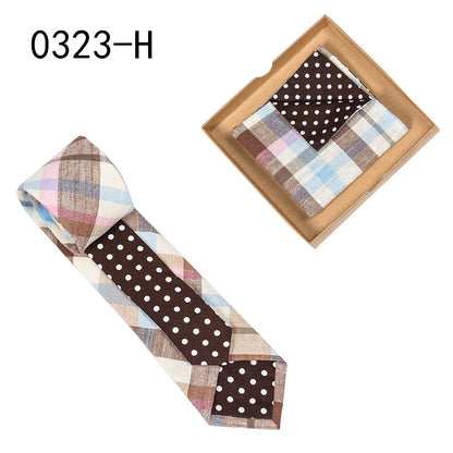 Men's Tie Floral Print Pocket Square Cotton Tie