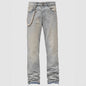 Men's Street Fashion Elastic Diamond Denim Straight-leg Pants