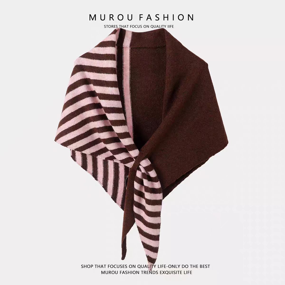 New Wool Color-block Striped Shawl For Women