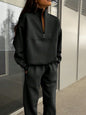 Women's Sports Sweatshirt Suit - Zip-Up Top & Pants