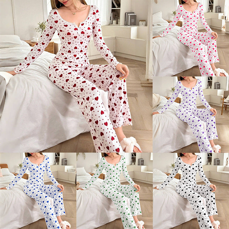 Love Print Pajamas Love Long Sleeve Pants Set